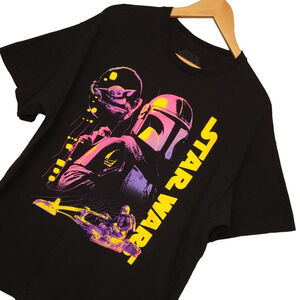 Star Wars Mandalorian Men’s T-Shirt XL Mando Grogu Short Sleeve Tee Black